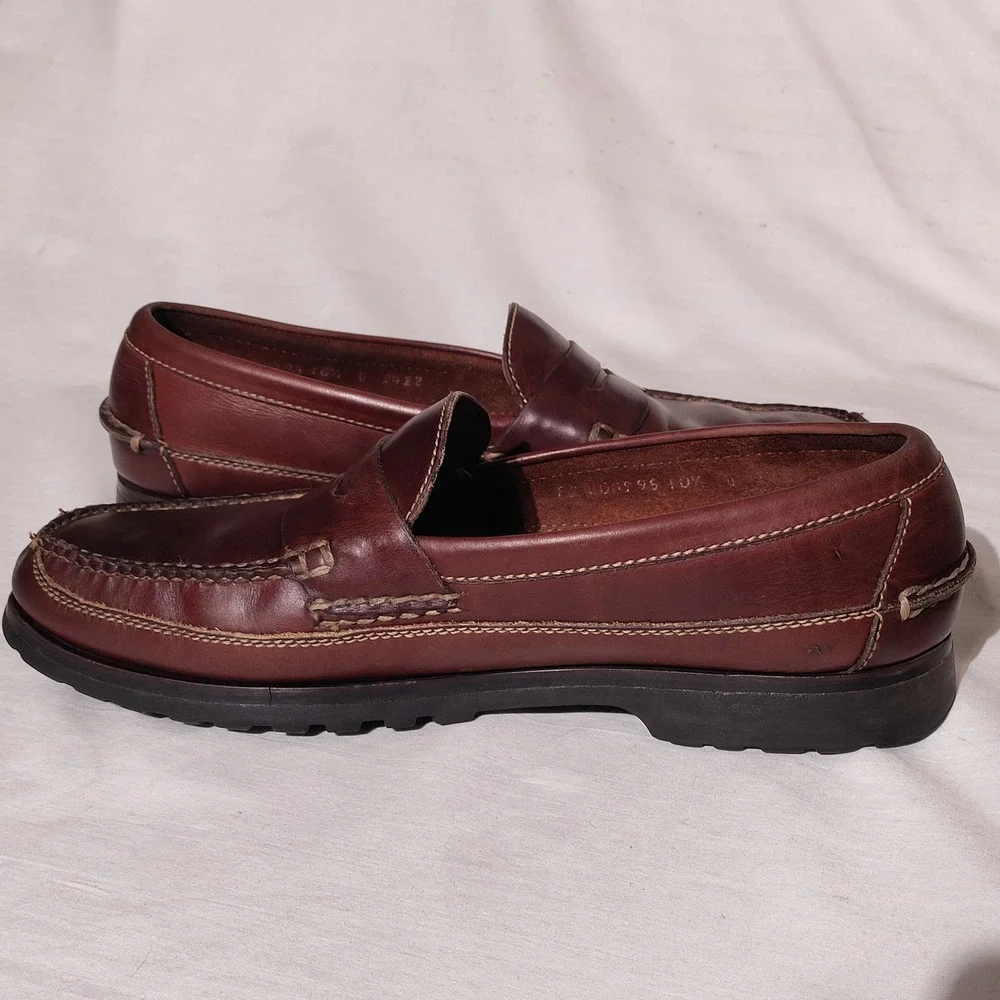 Cole Haan Country Mens Brown Leather Lug Sole Penny Loafers 10.5 D - Imperfect